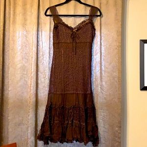 Brown lace Komarov dress
